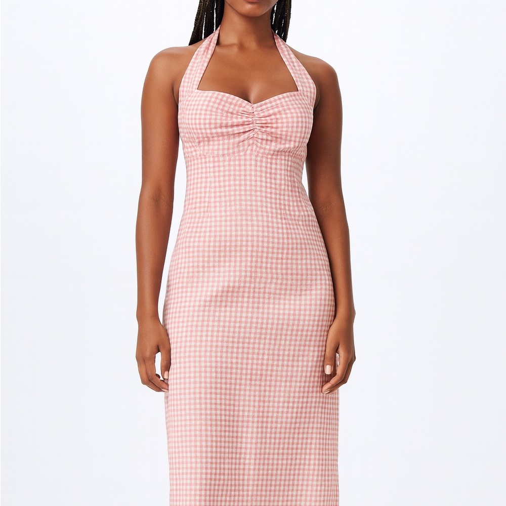 MNG Mango Gingham Halter Dress Size Small